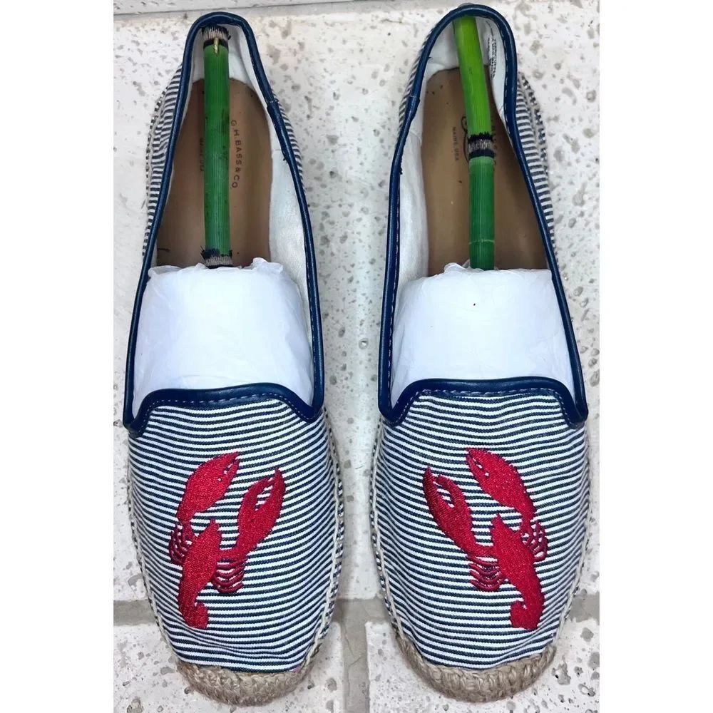 G.H. Bass & Co. Jenna Critter Lobster Crawfish Flats Red Blue Espadrilles Sz 9